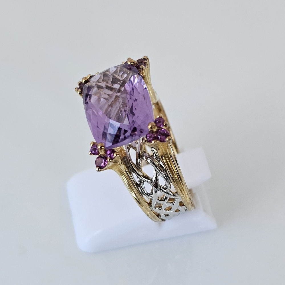 Retired Victoria Weick Amethyst & Garnet Ring 14k & Sterling Silver Ring Sz 7! - Picture 5 of 11